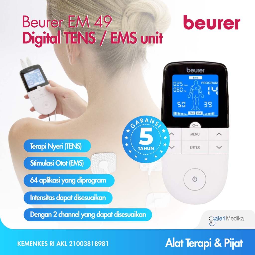 Alat Pijat Digital TENS EMS Beurer EM49 / EM 49 / EM-49 Alat Stimulasi Saraf 2 Channel