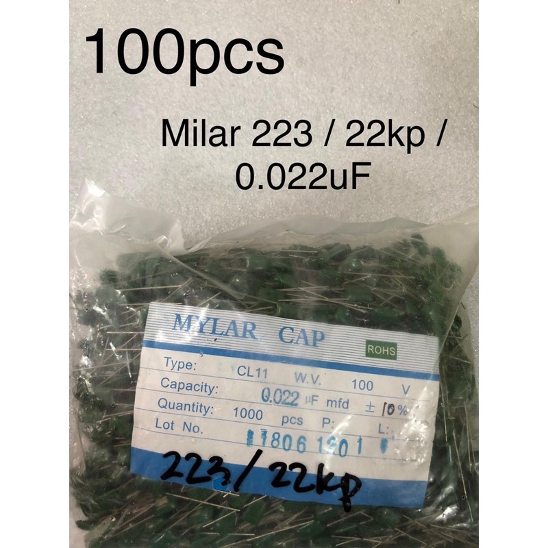 100Pcs Kapasitor Milar 223 milar 22kp milar 0.022uF