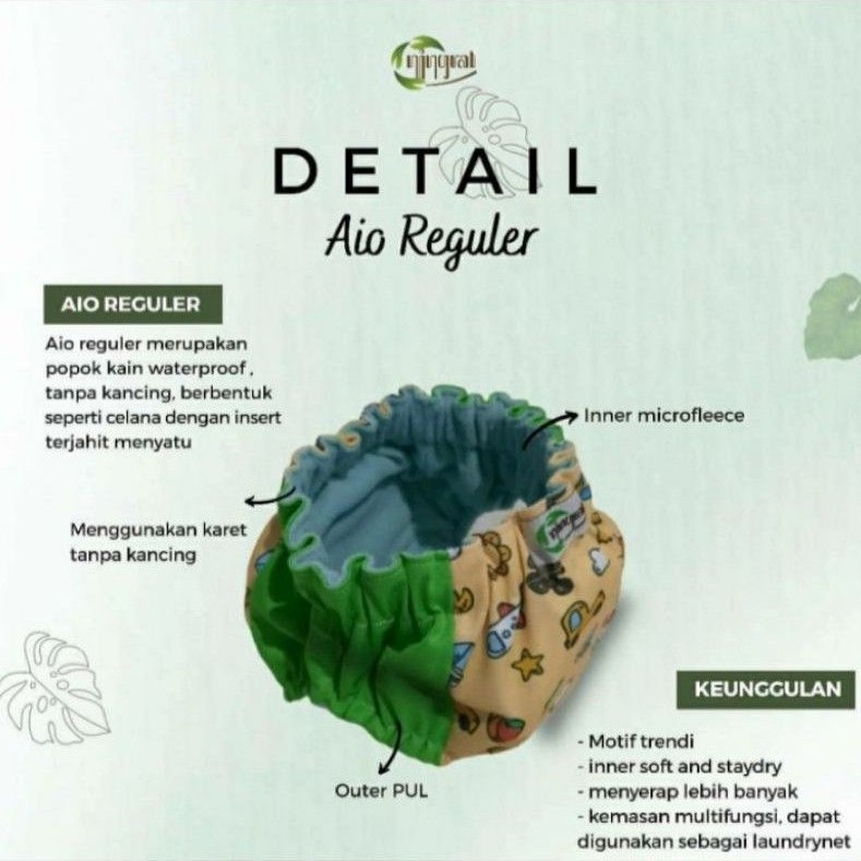 NINGRAT Clodi AIO Pull UP Pants Size Reguler atau Jumbo Celana Popok Kain Pampers Cuci Ulang Cloth Diaper Training Pants