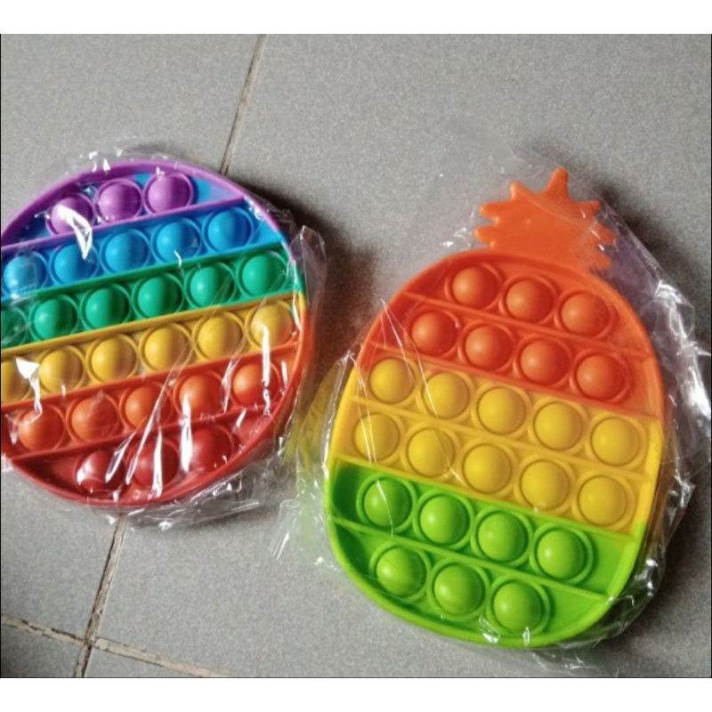 Pop It Love Hati, Apple Apel Rainbow, Popit Buah | POP IT Mainan Anak Edukasi-Nanas Rainbow