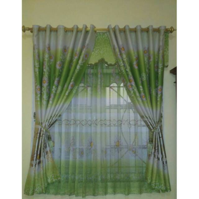 Gorden Korden blackout minimalis motif bunga hijau