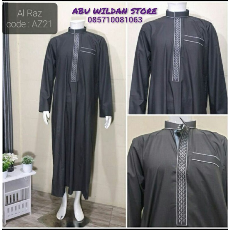 Gamis/Jubah HARAMAIN AL RAZ Kombinasi Katun Zipper Non Manset Premium
