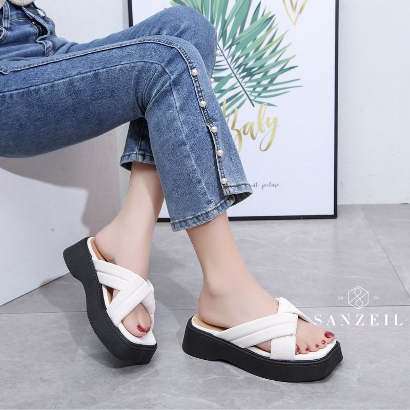 DDXX0079 Wedges Sandal Wanita Fashion Import CAMILLE Slip On Ready Jakarta Bisa COD (WIth Box)