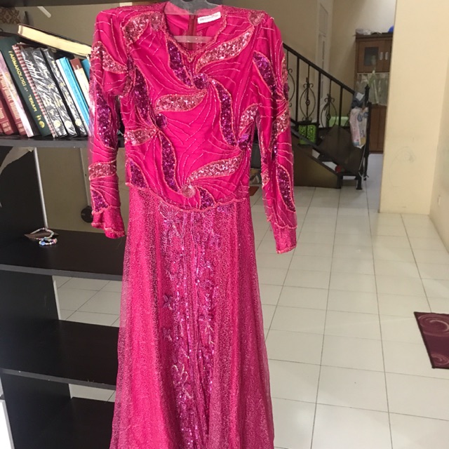 Dress gaun pesta muslimah pink fanta