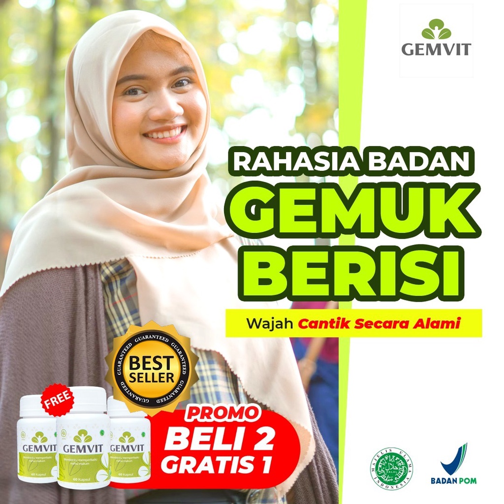 Gemvit Suplemen penggemuk penambah berat badan pengencang kulit  BPOM anak dewasa ampuh permanen