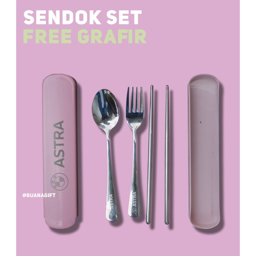 Sendok garpu sumpit set free grafir