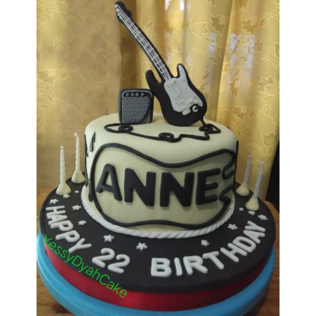 Kue Ulang Tahun Tema Gitar Cake Birthday Fondant