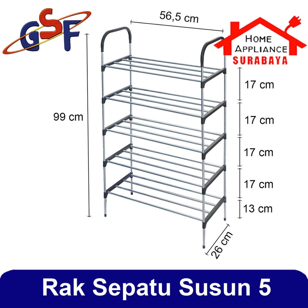 Rak Tempat Sepatu Sandal 5 Susun Lima Portable GSF G 10089 / GSF 4105