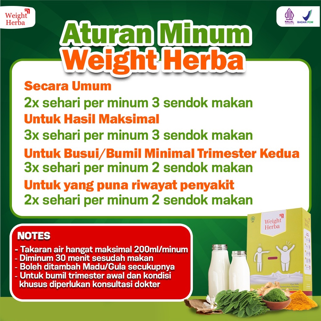 Weight Herba Paket 3 Box Badan Berisi - Weight Herba Original Susu Penambah Berat &amp; Penggemuk Badan Perbaiki Saluran Pencernaan Tingkatkan Nafsu Makan