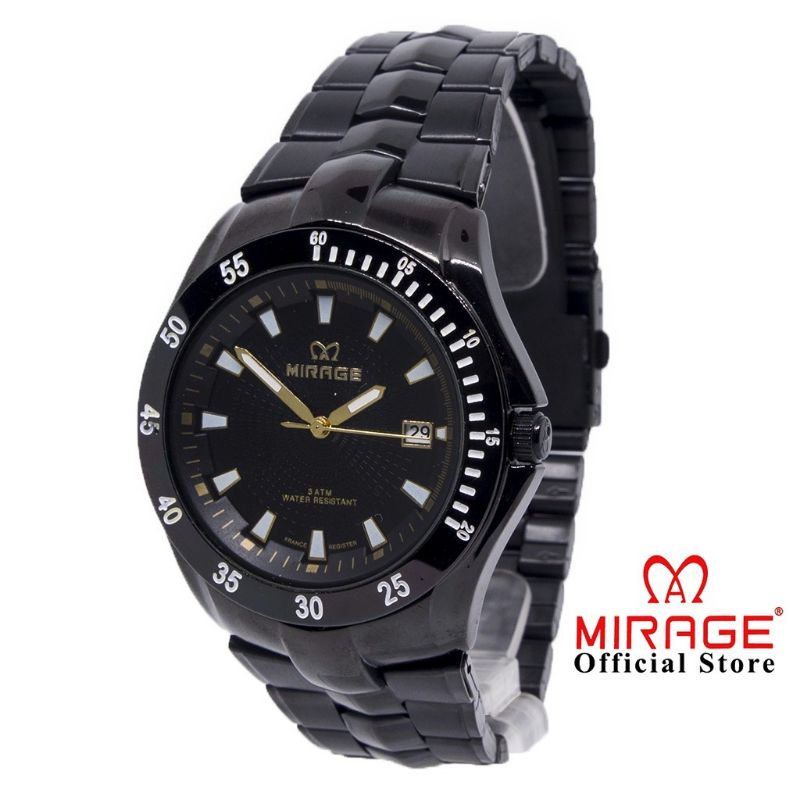 JAM TANGAN MIRAGE ORIGINAL UNISEX FULL BLACK_JAM TANGAN RANTAI STAINLIS STEL TAHAN AIR_JAM TANGAN PRIA DAN WANITA TAHAN AIR_JAM TANGAN MIRAGE