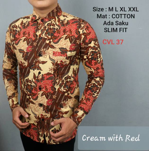 KEMEJA BATIK PRIA SLIM FIT LENGAN PANJANG BAJU PRIA LENGAN PANJANG KERJA SLIMFIT  CBL165