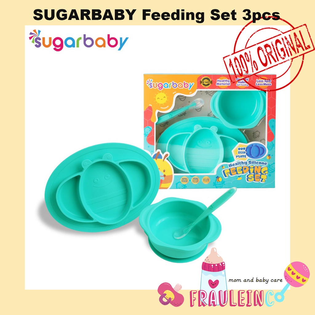 *FRAULEINCO* Sugar Baby Healthy Silicone Feeding Set (isi 4pcs) - Set tempat makan anak / BUNGKUS KADO