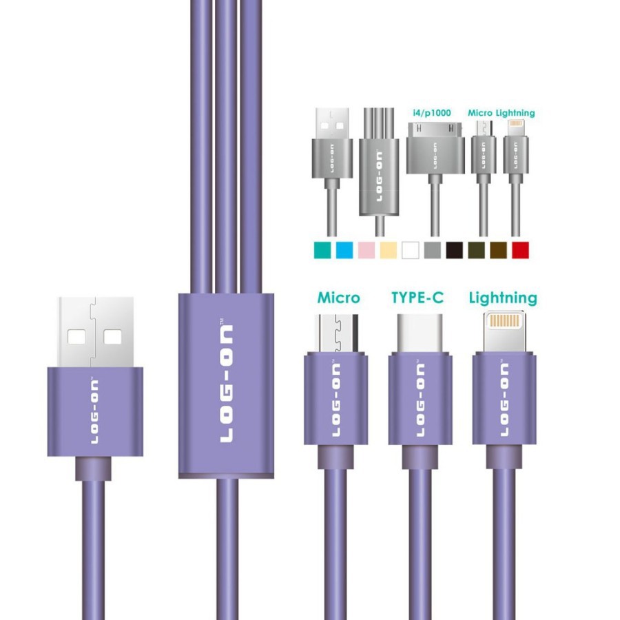 KABEL DATA RETRO 3IN1 MICRO - IPHONE 4 - IPHONE 5 LOG ON LO-CB32 180CM