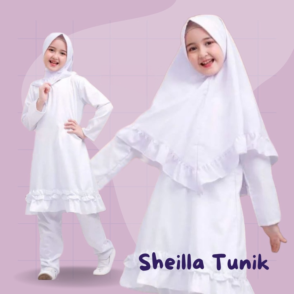 Gamis set anak tanggung Sheilla Set Kids Setelan Muslim Anak Umur 1-14 Tahun Stelan Atasan Tunik Plu
