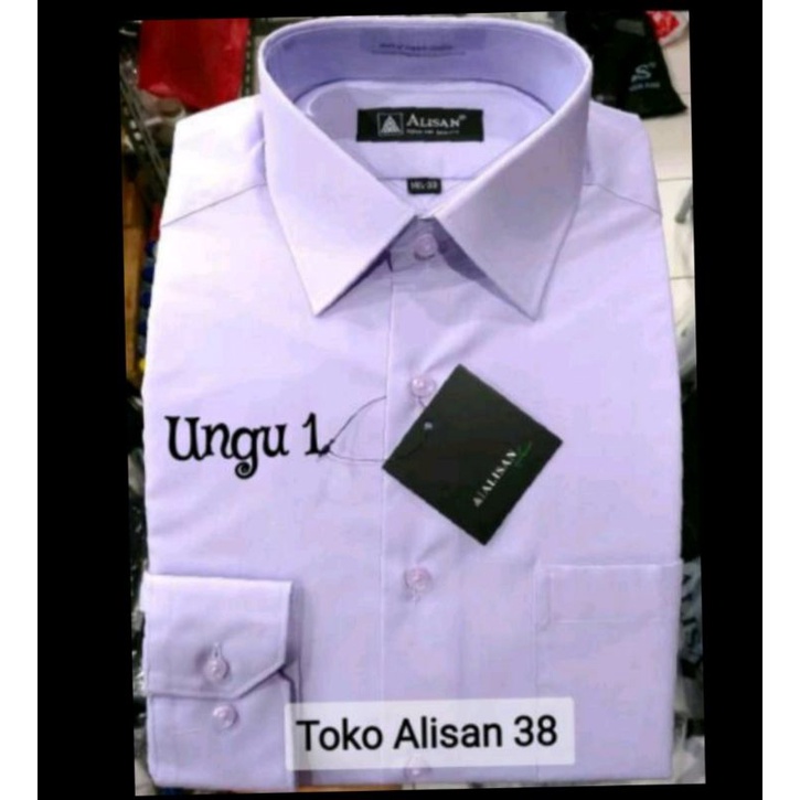 Kemeja Alisan Polos Regular Lengan Panjang Warna UNGU