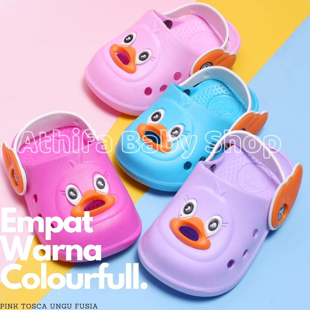 Sepatu Sandal Anak Perempuan Bayi Balita Usia 6 7 8 9 10 11 Bulan 1 2 3 Tahun Karakter Bebek Sendal Gunung Baby Karet Cewek Spatu Sandal Prewalker Spon Phylon Ringan -Balacca 034b-