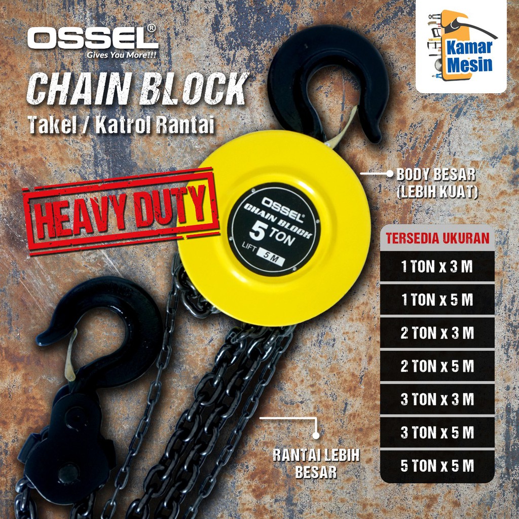 Chain Block 1 ton x 3 meter Takel 1 Ton x 3 meter Katrol 1 ton OSSEL