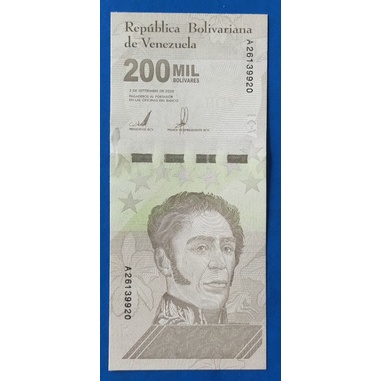 koleksi uang asing 200 mil Venezuela pecahan besar Gress unc