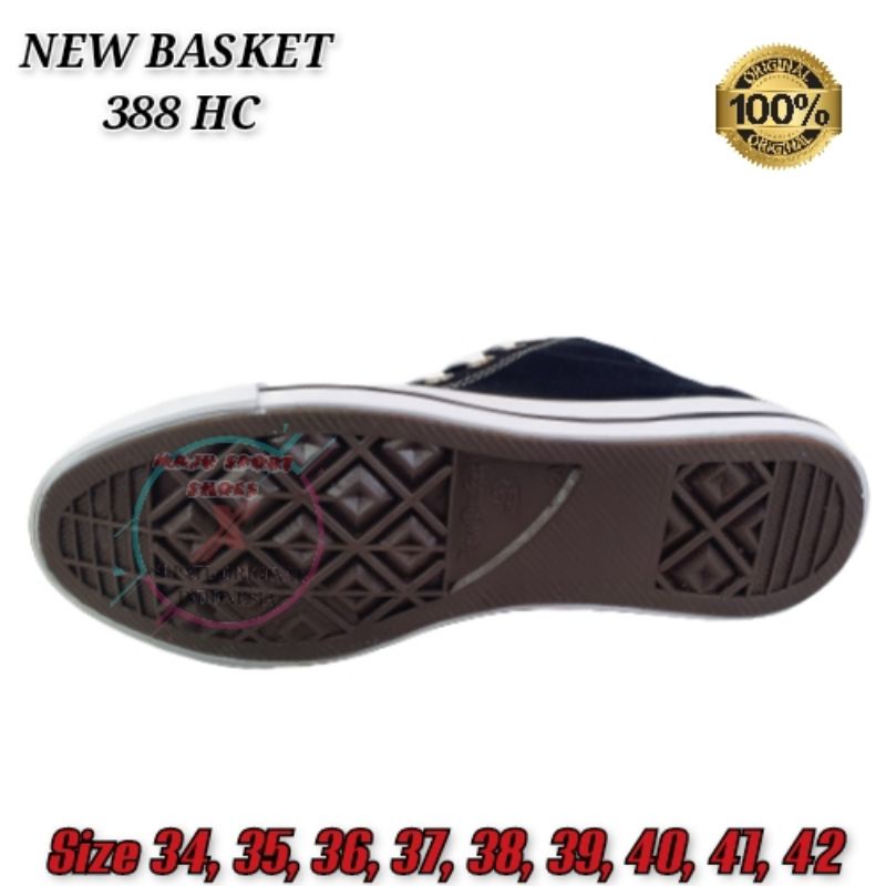 NEW BASKET 388 HC TINGGI RESLETING - SEPATU BOOT HITAM PUTIH / SEPATU SEKOLAH HITAM PUTIH RESLETING / SEPATU NEW BASKET TINGGI HITAM PUTIH