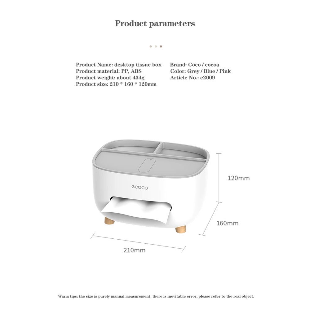Ecoco 2009 Tempat Tissue Meja Rak Penyimpanan Kotak Tissue