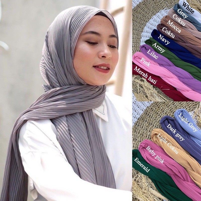 PASHMINA FULL PLISKET BAHAN HYGET/PASHMINA PLISKET/KERUDUNG PASHMINA