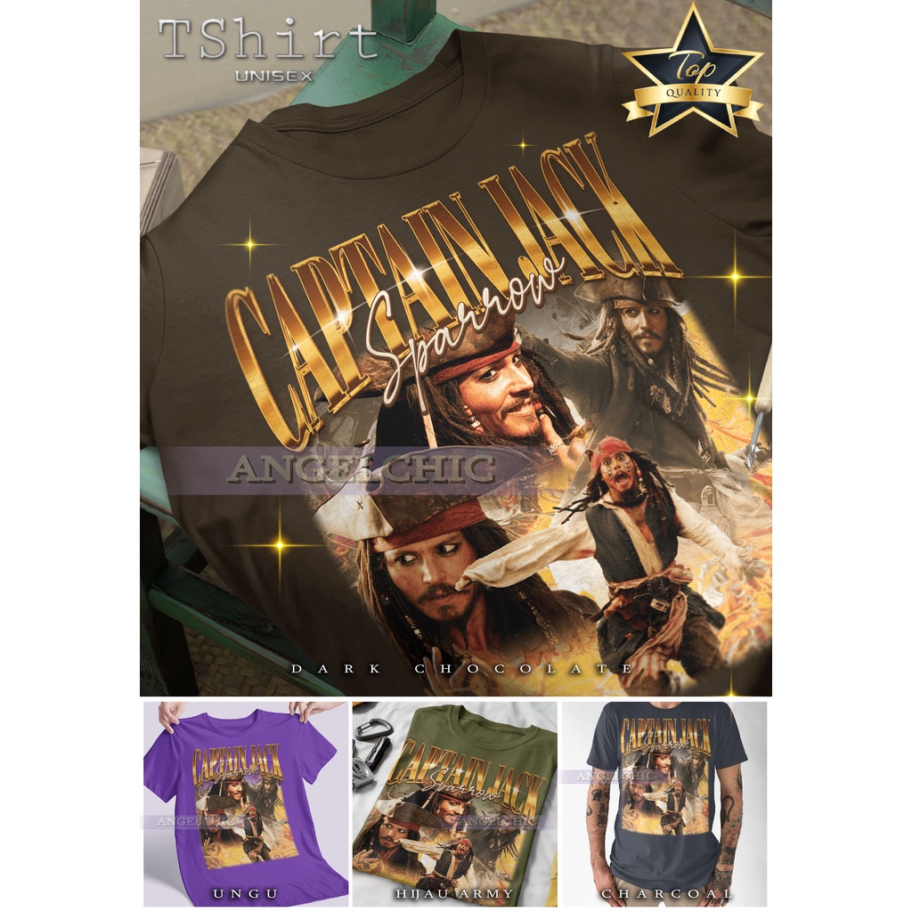 BAJU CAPTAIN JACK SPARROW Bootleg Tee Kaos Premium Vintage Retro