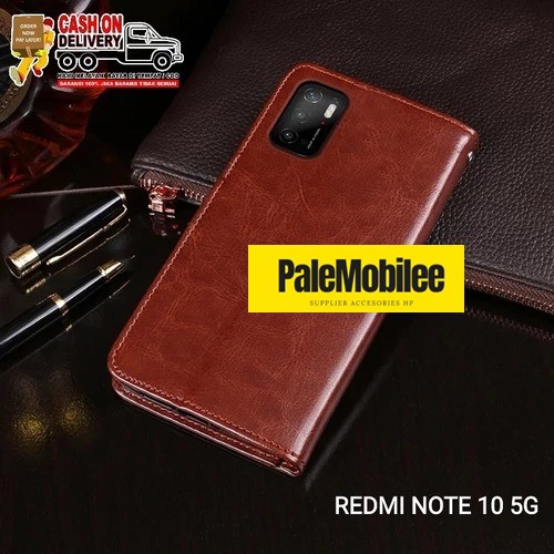 REDMI NOTE 10 5G FLIP COVER KULIT LEATHER CASE SARUNG BUKU KULIT