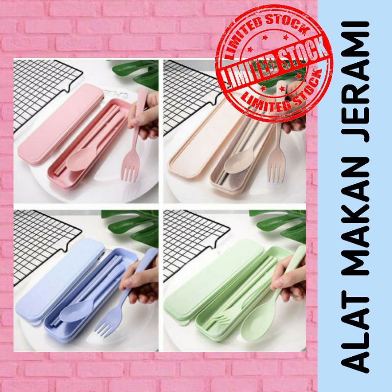SET ALAT MAKAN JERAMI | SET ALAT MAKAN 3  IN 1 | SET ALAT MAKAN PORTABLE | SET ALAT MAKAN JERAMI