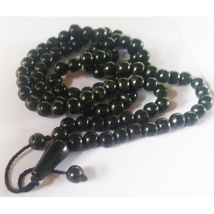 Tasbih 99 Natural Giok Black Jade Aceh Super Terapi Tembus Full