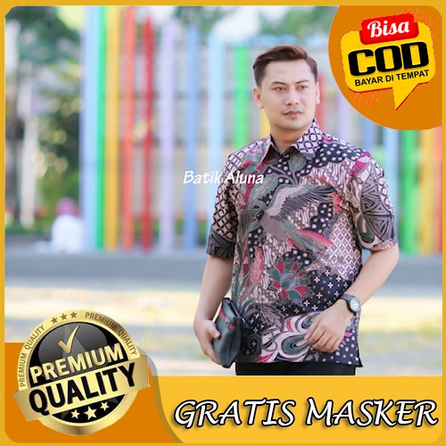 Baju Batik Pria Lengan Pendek Premium Modern Full Furing Original Kemeja Batik Solo PD 007