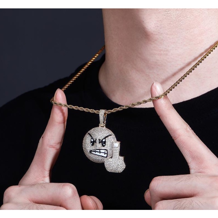 Kalung Liontin Desain Jari Tengah Vertikal Gaya Hip Hop Untuk Hadiah