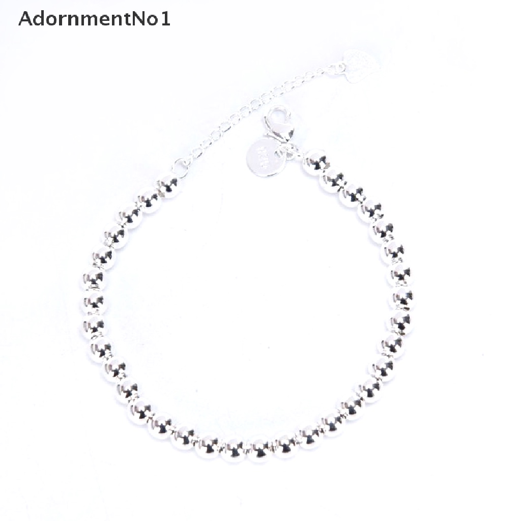 (AdornmentNo1) Gelang Tangan Manik-Manik Bulat Warna Silver Untuk Wanita