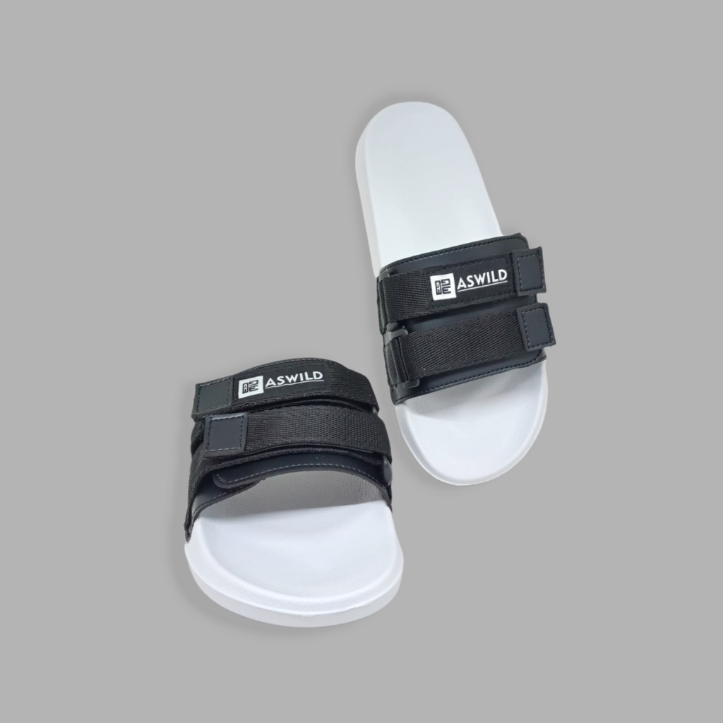 Sandal Pria Slide Aswild Store - Mono White Black