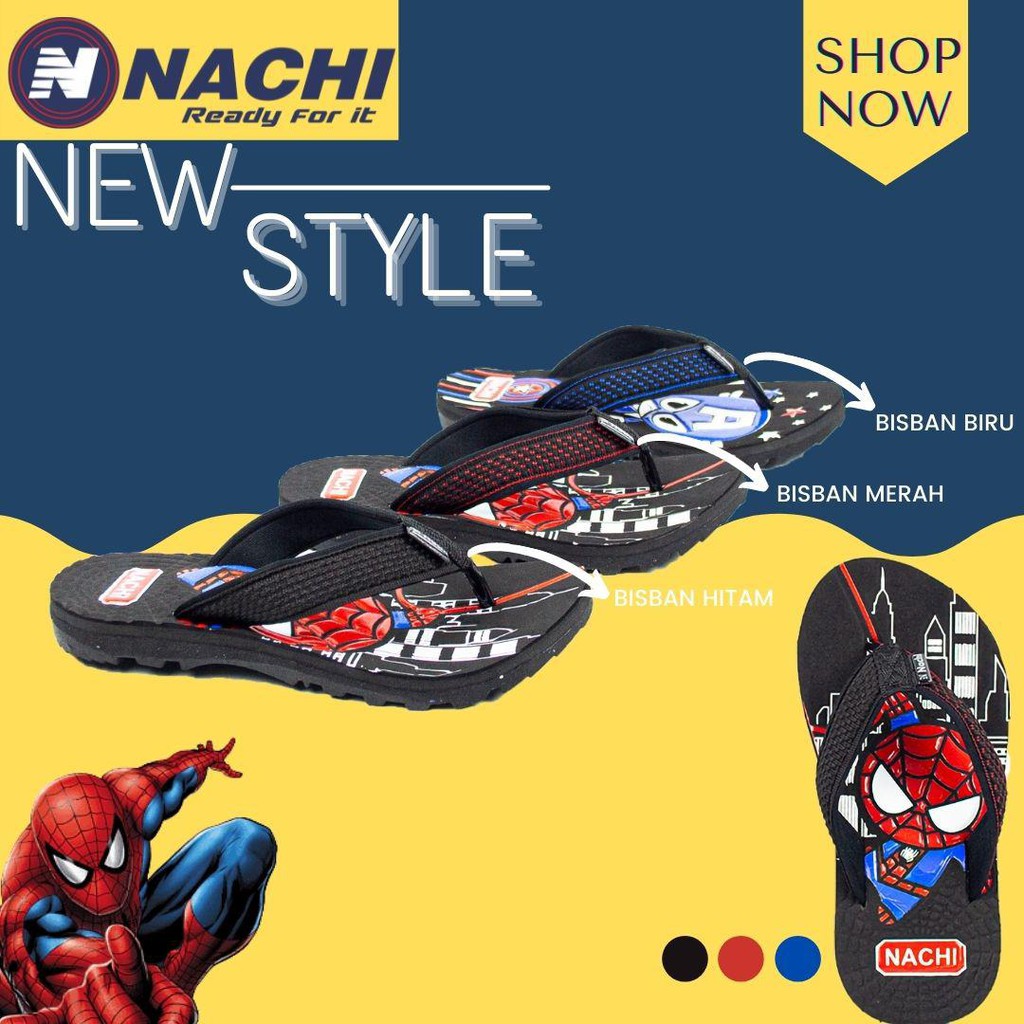 Sandal anak japit spiderman / avengers 28-37 nachi