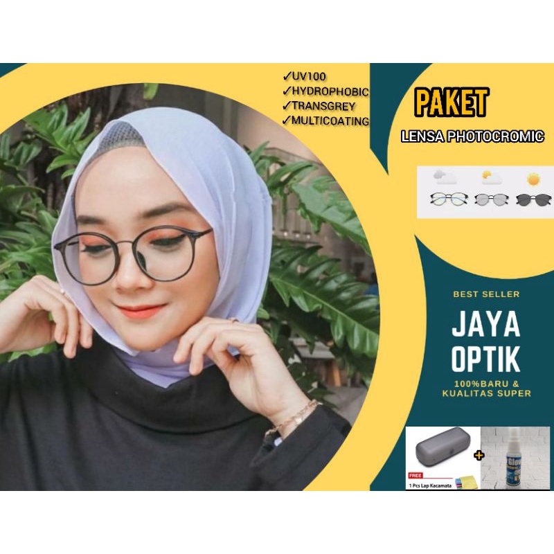 (BISA COD) kacamata bulat cowok cewek lensa photocromic minus atau normal
