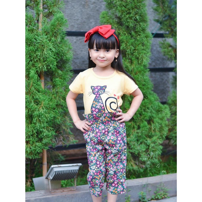 Baju Setelan anak perempuan kaos dan celana kulot 7/8 usia 6-8 tahun - 6 tahun