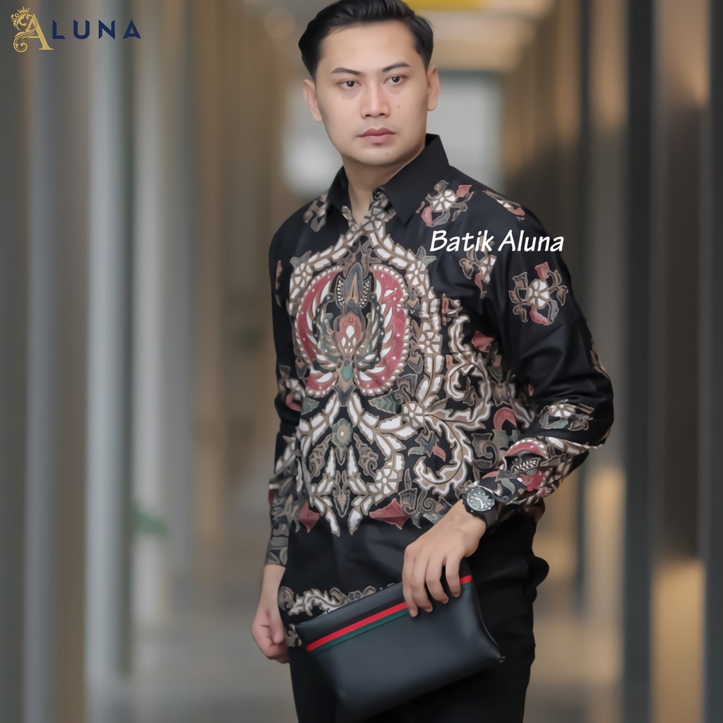 KEMEJA BATIK PRIA LENGAN PANJANG PREMIUM REGULAR MODERN BATIK ALUNA PCW 007