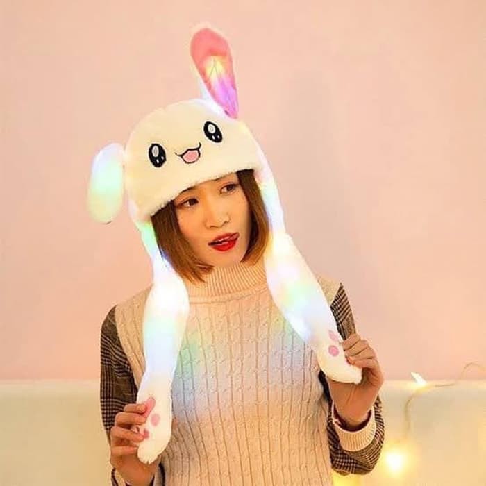 Topi Kelinci Bunny Hat Boneka Lucu Kelinci Menarik Bergerak Kartun Penutup Telinga / Pinch Hat