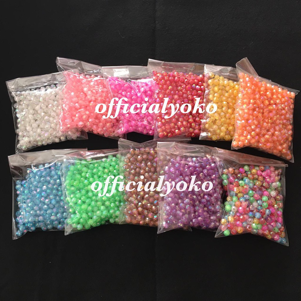 6mm MUTE MONTE MOTE MANIK BEAD SEGI PELANGI 6mm (30gram)