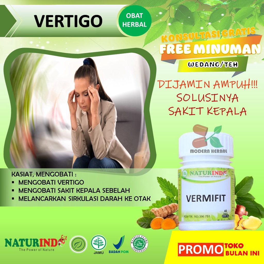 Jual Obat Vertigo Sakit Kepala Menahun Pusing Migrain Sebelah Vermifit