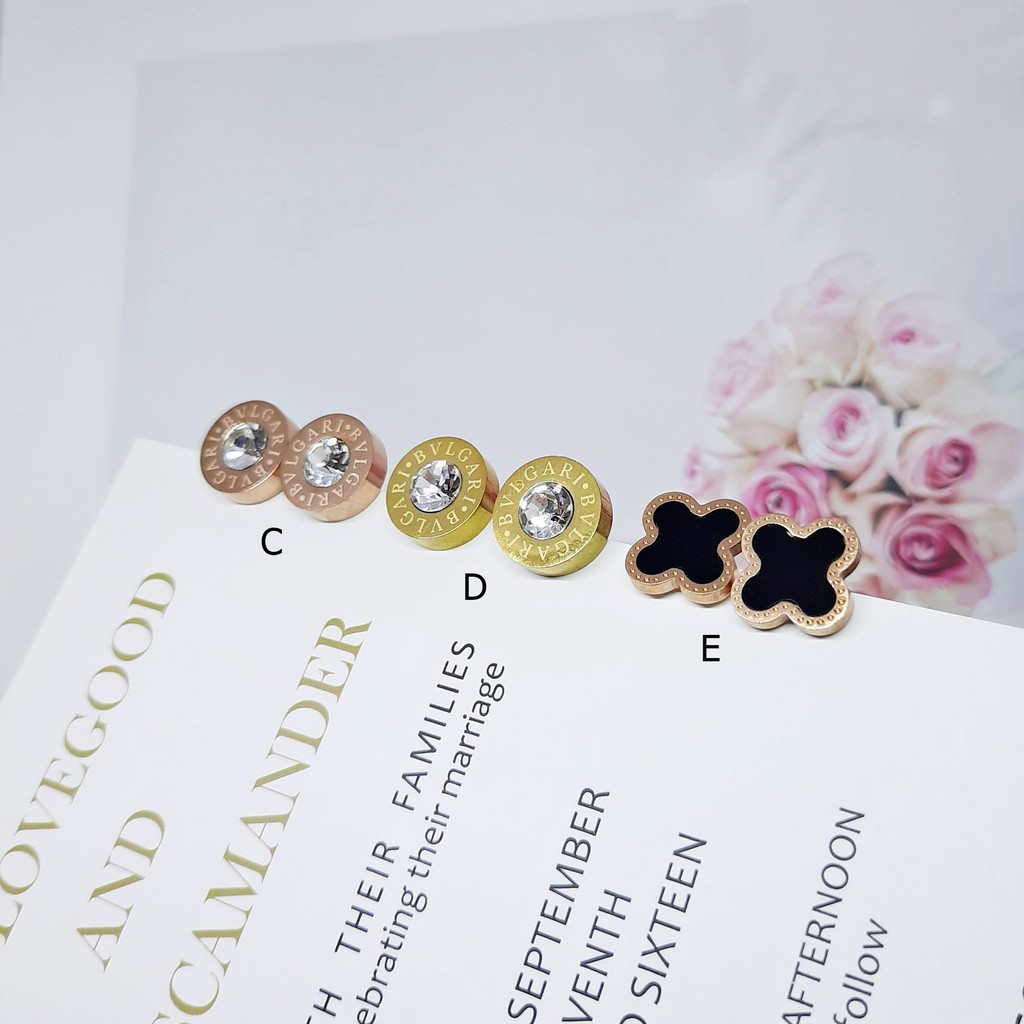 Anting Titanium Tusuk Bulat Romawi Rose Gold - BE342