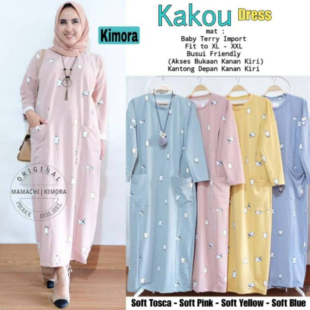 Kakou Dress, dress, dress muslim, gamis, gamis kekinian, gamis ootd, gamis modern, terlaris, modis