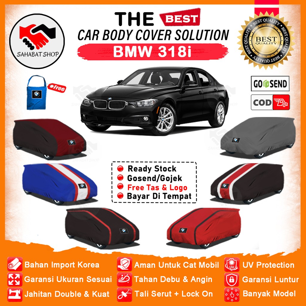 Sahabat Body Cover Mobil BMW 318i / Sarung Penutup BMW 318i Outdoor / Selimut Mantel Tutup Jas Pelindung Kelambu Kerudung Mantol Pembungkus Kerodong Tutupan Terpal Bungkus Mobil Sedan BMW 318i Waterproof Anti Air Model Orange