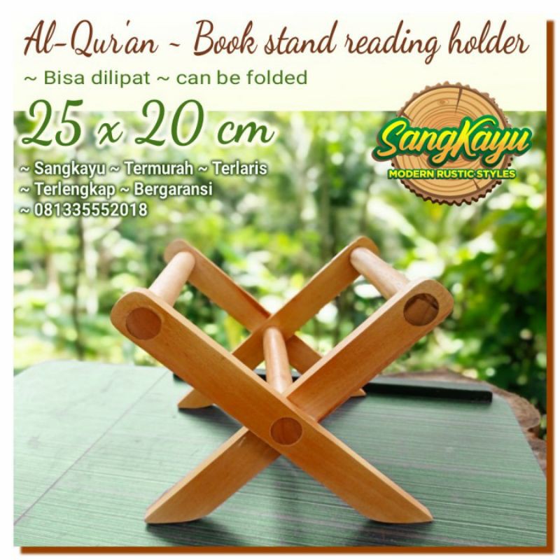 Rekal Al-Qur'an book stand reading holder rekal kayu tatakan Al-Qur'an