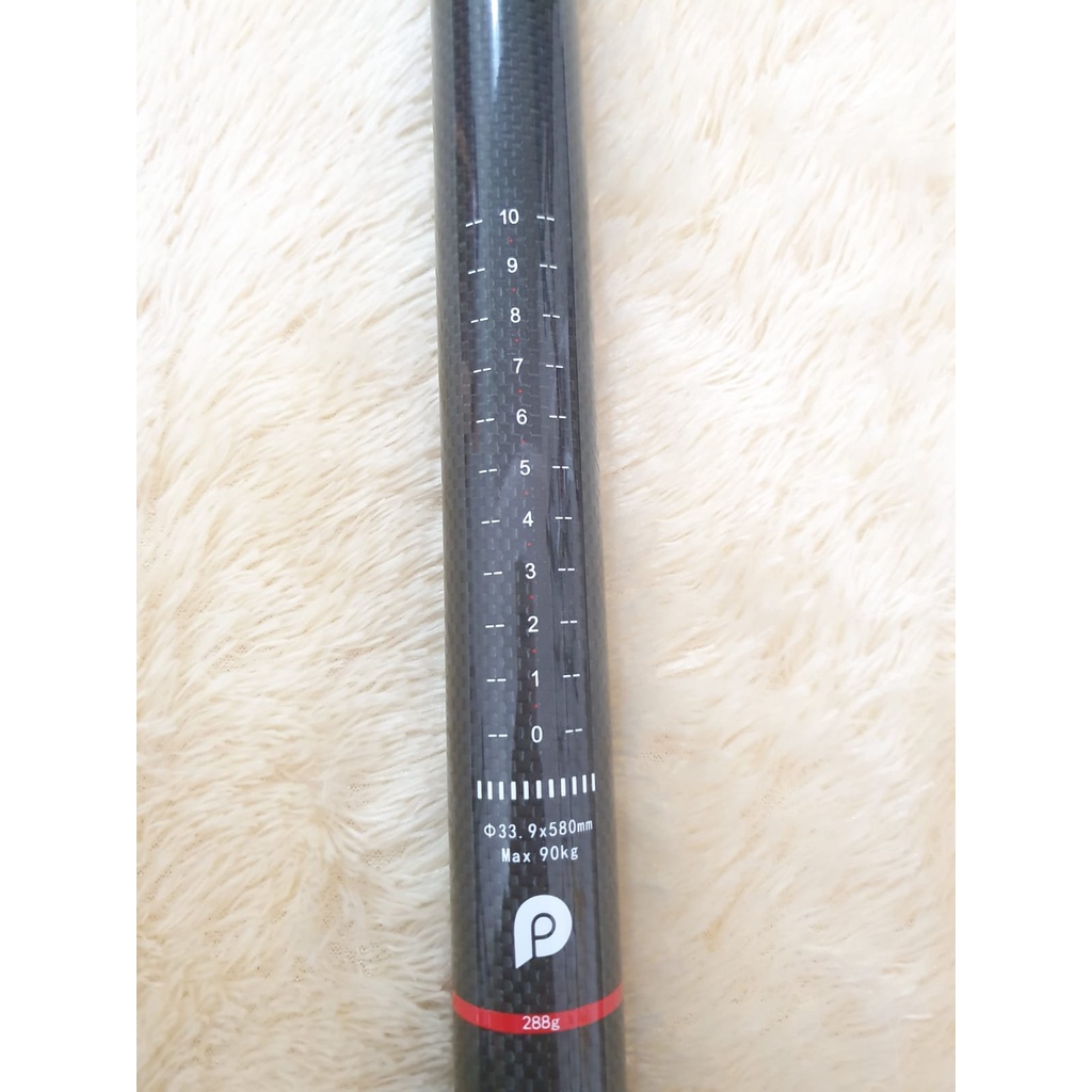 Seatpost Litepro Carbon Bright Black 33.9 x 580 mm Hitam Mengkilap Glossy Original Tiang Sadel Seped