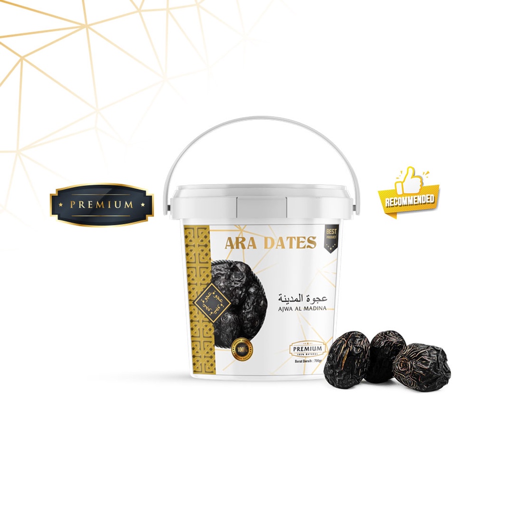 Kurma Ajwa ARA DATES 700gr PREMIUM KEMTAN Kurma Nabi Kemasan Ember Asli Madinah