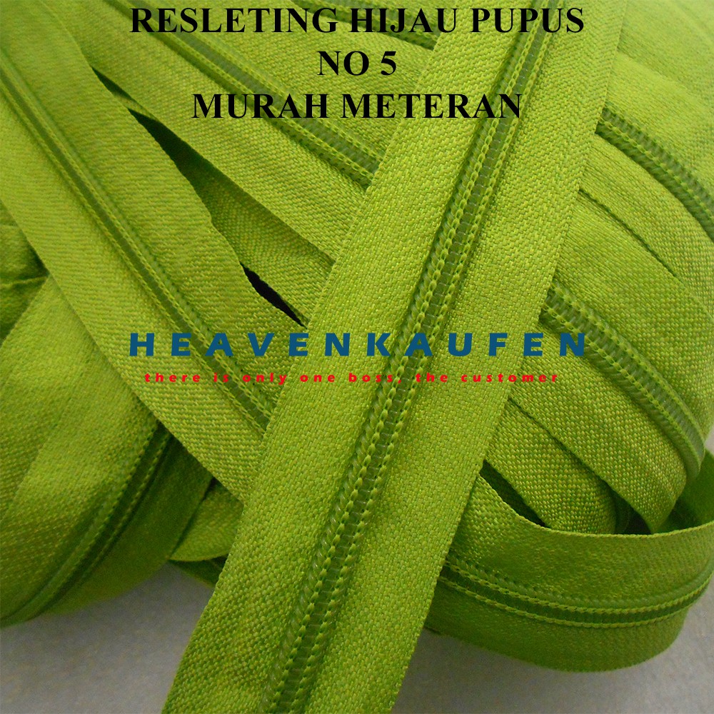 Resleting Zipper Hijau Pupus No 5 Meteran Murah
