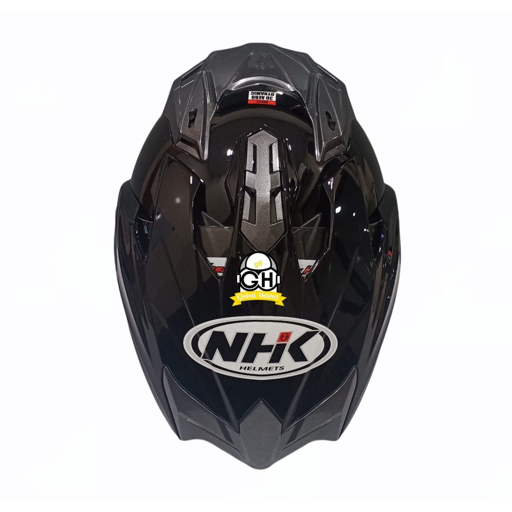 HELM HALF FACE NHK PREDATOR CRYPTON SOLID BLACK DOUBLE VISOR