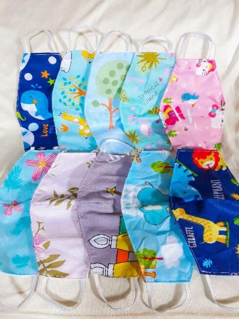 Masker kain ANAK earloop 2 lapis motif random