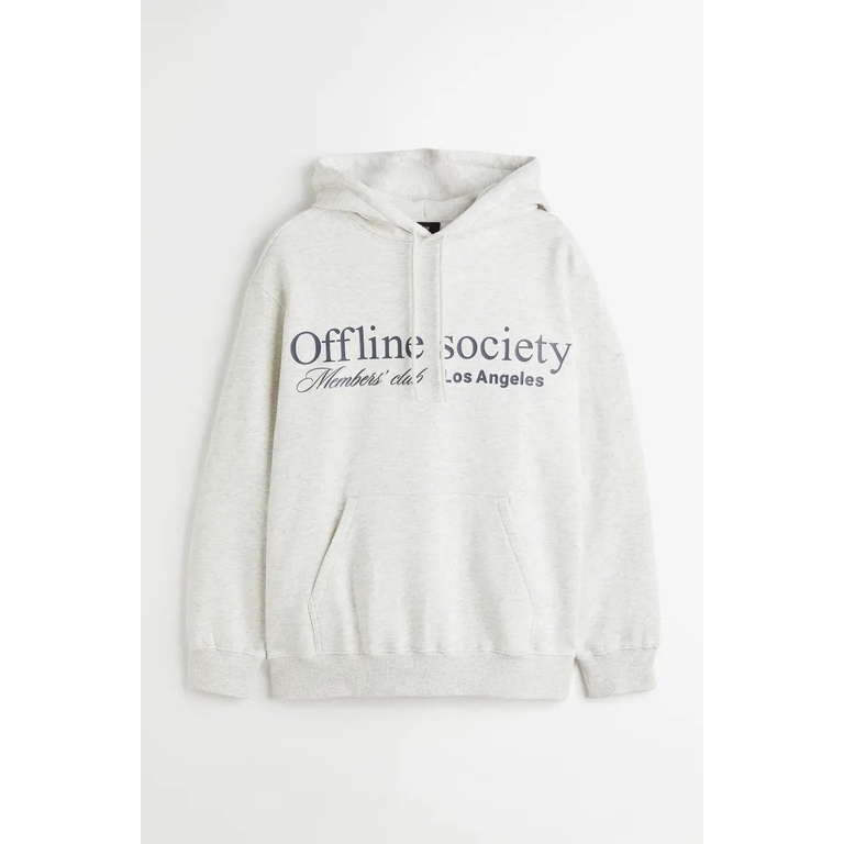 Hoodie H&amp;M Offlline society Broken White Misty Hoodie Pria Wanita hnm